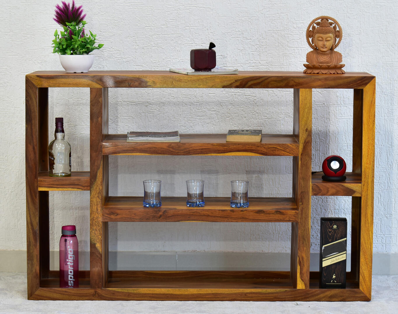 Ruth Multipurpose Bookshelf/Tower - Yellow Brown Natural Teak) - Image 1